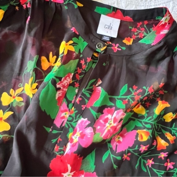 Cabi 5706 Thespian Blouse Floral Sheer Ruffles‎ romantic SIZE SMALL - Picture 5 of 8